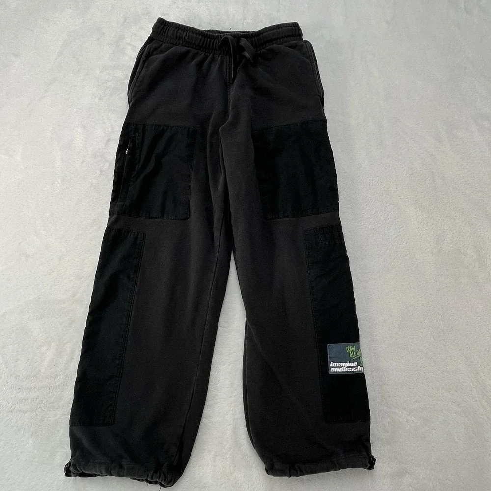 Zara Baggy Sweatpants Boys 8 Cargo Pocket Patchwork Casual Fall Lounge